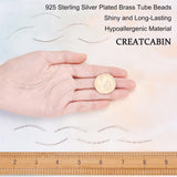 30Pcs Brass Tube Beads, Long-Lasting Plated, Curved Tube, 925 Sterling Silver Plated, 39x1.5mm, Hole: 0.8mm