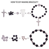 DIY Bracelet Making, with Tibetan Style Alloy Flat Round Beads, 304 Stainless Steel Links, Alloy Crucifix Cross Pendants and 304 Stainless Steel Jump Rings, For Easter, Mixed Color, 13.5x7x3cm