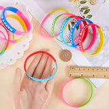 30Pcs 5 Colors Word HAPPY BIRTHDAY Silicone Cord Bracelets Set Wristband, Mixed Color, Inner Diameter: 2-1/2 inch(6.5cm), 6Pcs/color