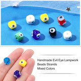 Nbead Handmade Evil Eye Lampwork Beads Strands, Column, Mixed Color, 8.5x6~7mm, Hole: 2mm, about 53~56pcs/strand, 13.78 inch~14.17 inch(35cm~36cm)
