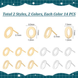 56Pcs 4 Styles 201 Stainless Steel Stud Earring Findings, with Ear Nuts and 304 Stainless Steel Pins, Oval & Donut with Hole, Golden & Stainless Steel Color, 11x7.5~9.5mm, Hole: 1.2mm, Pin: 0.7mm, 14Pcs/style