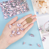 Sew on Rhinestone, Glass Rhinestone, Multi-strand Links, with Stainless Steel Settings, Garments Accessories, Faceted, Light Amethyst, 18x13x6.5mm, Hole: 1.2mm, 100pcs/box