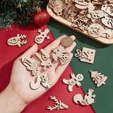 2 Sets 2 Styles Christmas Advent Calendar Number Wooden Numbers Pendant Decorations, Wooden Number 1-24 Christmas Craft, for Christmas Tree Decoration, with Jute Rope, Rope: 1mm, Pendants: 31.5~45x30~43.5x5.5mm, Hole: 2mm, 1 set/style