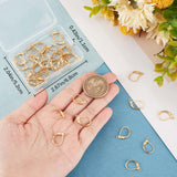 50Pcs 304 Stainless Steel Leverback Earring Findings, with Horizontal Loops & 50Pcs Rack Plating Brass Jump Rings, Real 24K Gold Plated, 15.5x10x1.5mm, Hole: 1.5mm