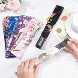 10Pcs 10 Colors Silk Cloth Collapsible Floral Print Chinese Fan Storage Bag, Dustproof Handheld Fan Cover, Rectangle, Mixed Color, 22.2~22.5x4.3~4.4x0.05~0.1cm, 1pc/color