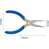 Jewelry Pliers, Iron Long Nose Pliers, Serrated Jaw and Wire Cutter, Dodger Blue, 130x70x10mm
