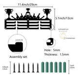 Sports Theme Iron Medal Hanger Holder Display Wall Rack, 3-Line, with Screws, Trophy, 130x290mm, Hole: 5mm