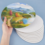 Wood and Linen Painting Canvas Panels, Blank Drawing Boards, for Oil & Acrylic Painting, Oval, White, 18x24x0.3cm