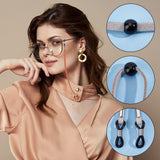 6Pcs 6 Style PU Leather & Velvet EyeGlass Necklace Straps, with 301 Stainless Steel & Rubber Findings, and Acylic Beads, Mixed Color, 27.64 inch(70.2cm), 27.56 inch(70cm), 1Pc/style