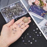 300Pcs 304 Stainless Steel Flat Round Blank Peg Earring Post, Flat Pad Stud Earring Cabochon Settings, with 600Pcs Ear Nuts, Stainless Steel Color, 12x6mm, Pin: 0.7mm