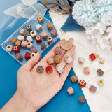 42Pcs 7 Colors CCB Plastic European Bead, with Rhinestone, Large Hole Beads, Cube, Mixed Color, 13.5x13.5x12mm, Hole: 5.7mm, 6pcs/color