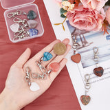 Heart Gemstone Pendant Decoration, with Alloy Swivel Clasps, 64mm, 10pcs/set