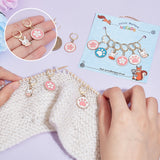 Alloy Enamel Sakura/Paw Print/Rabbit Pendant Locking Stitch Markers, 304 Stainless Steel Clasps Stitch Marker, Mixed Color, 3~3.7cm, 3 style, 4pcs/style, 12pcs/set