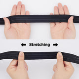 Flat Polyester Non-Slipped Elastic Cord, Silicone Gripper Elastic Band, Clothes Accessories, Black, 30mm