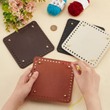 4Pcs 4 Colors Square PU Leather Knitting Crochet Bags Nail Bottom Shaper Pad, with Metal Nail, for Bag Bottom Accessories, Mixed Color, 15.1x15x0.45~1cm, Hole: 5mm, 1pc/color