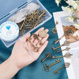 DIY Skeleton Key & Wing Pendant Charm Bracelet Making Kit, Including Tibetan Style Alloy Key Pendants, Polyester Fabric Wings Crafts Decoration, Elastic Thread, Antique Bronze, Pendant: 30Pcs