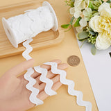 Polyester Wavy Fringe Trim, Wave Bending Lace Ribbon, for Clothes Sewing and Art Craft Decoration, White, 1/2 inch(12mm), about 12.5 yards