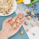 40Pcs 5 Style 4-Hole Brass Buttons, for Sewing Crafting, Half Round with Flower, Golden, 14~24.5x9~14mm, Hole: 1.8~2x2~3mm, 5 style, 8pcs/style, 40pcs