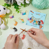 12Pcs 6 Colors Goldfish Locking Stitch Markers, UV Printing Acrylic Charm Stitch Marker with 304 Stainless Steel Hoop, Golden, 4.3cm, 2pcs/color