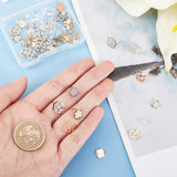 40Pcs 4 Style 201 Stainless Steel Stud Earring Findings, with Horizontal Loop and 316 Stainless Steel Pin, Clover & Flower, with 50Pcs Plastic Ear Nuts, Golden & Stainless Steel Color, 9~12.5x8~10.5mm, Hole: 1.2mm, Pin: 0.7mm, 10Pcs/style