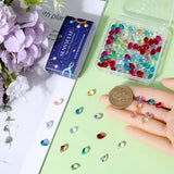 150Pcs 10 Colors Transparent Glass Beads, Top Drilled Beads, Teardrop, Mixed Color, 9x6x5mm, Hole: 1mm, 15Pcs/color