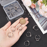 20Pcs 2 Size 201 Stainless Steel Cuff Rings Components, Bezel Cup Ring Settings, Flat Round, Stainless Steel Color, Inner Diameter: 17mm, Tray: 10~12mm, 10Pcs/size