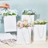 20Pcs Rectangle Cardboard Paper Bags, Gift Bags, Shopping Bags, with Nylon Cord Handles, White, 15x6x20cm