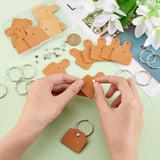 DIY Blank Keychain Making Kit, Including Rectangle Leather Clothing Blank Labels with Rivets, Iron Split Key Ring, Blanched Almond, 5x3.75x0.24cm, Hole: 3.5mm