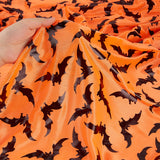 Halloween Themed Nylon Gauze Fabric, Garment Accessories, Bat Pattern, Dark Orange, 158x0.05cm