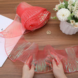Polyester Gradient Pleated Lotus Leaf Lace Fabric, Garment Accessories, Coral, 13~15x0.06cm