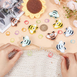 Bees Silicone Knitting Needle Point Protectors, Knitting Needle Stoppers with Zinc Alloy Stitch Markers, Mixed Color, Stoppers: 30x37x9.5mm, Hole: 2mm, 8pcs, Marker Rings: 14.5x1mm, 30pcs