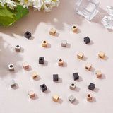 48Pcs 4 Color Ion Plating(IP) 304 Stainless Steel Beads, Cube, Mixed Color, 6x6x6mm, Hole: 3mm, 12pcs/color