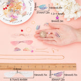 DIY Earring Making Kit, Including Glass Beads, Brass Earring Hooks, Eye Pins, Flat Head Pins & Jump Rings, Imitation Metal Cloth Pendants, Polyester Fabric Wings, Alloy Linking Rings, Mixed Color, 30x18x0.6mm, Hole: 0.8mm