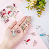 30Pcs 2 Style Alloy Pendants, with Electroplate Glass and Imitation Pearl Acrylic Beads, Tibetan Style Alloy Beads, Angel, Mixed Color, 29~34x18~23.5x7.5~19.5mm, Hole: 2~3mm, 15pcs/style