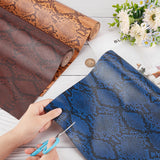 Snakeskin Pattern PU Leather Fabric, for DIY Crafts, Marine Blue, 135x30x0.08cm