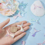 48Pcs 4 Colors Luminous Transparent Resin Cabochons, Fishtail, Mixed Color, 39x27.5x3.5mm, 12pcs/color