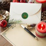 Brass Wax Seal Stamp with Handle, for DIY Scrapbooking, Christmas Themed Pattern, 3.5x1.18 inch(8.9x3cm)