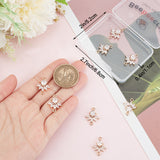 10Pcs K9 Glass Connector Charms, Flower Links with Golden Tone Brass Findings, Crystal, 19x14.5x4.3mm, Hole: 1.5mm