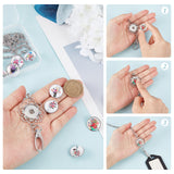 DIY Necklaces Making Kit, Including Platinum Plated Brass Jewelry Snap Buttons, Alloy Snap Pendant Making, with Swivel Clasps, 304 Stainless Steel Cable Chains Necklaces, Flower Pattern, Button: 18.5x9mm, 12Pcs/set, 1 Set