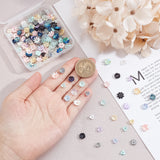 150Pcs 3 Style Opaque Resin Bead Caps, AB Color Plated, Flower, Mixed Color, 6~9.5x6.5~9.5x2.5mm, Hole: 1mm, 50pcs/style