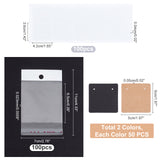 300Pcs 4 Style Square Cardboard Jewelry Display Cards, Rectangle PVC & OPP Packaging Bags, for Necklace Displays, Mixed Color, Jewelry Display Cards: 50pcs/color, 2 colors/set, 100/set