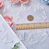 Butterfly Shape Polyester Lace Embroidery Sewing Ornament Accessories, for DIY Garment, Hat, Bag, White, 37x45x1mm