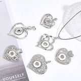 6Pcs 6 Style Alloy Rhinestone Hang Snap Base Pendants, for Interchangeable Snap Charms Jewelry Making, Heart, Platinum, 36~68x38~19x4.5~10mm, Hole: 4~4.5x7~8mm, 1pc/style