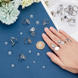 DIY Blank Dome Cuff Ring Making Kit, Including Stainless Steel Ring Settings, Glass Cabochons, Stainless Steel Color, 54Pcs/box