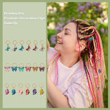 Alloy Enamel Dreadlocks Beads, Braiding Hair Pendants Decoration Clips, with Alloy Jump Rings, Butterfly, Mixed Color, 28~38mm, 3 style, 12pcs/style, 36pcs/box