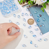 100Pcs Handmade Lampwork Charms, with Glitter Powder, Teardrop Charm, Cornflower Blue, 14x7.5x5~6mm, Hole: 1mm