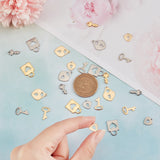 304 Stainless Steel Charms, Lock & Key, Golden & Stainless Steel Color, 48pcs/box