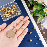 80Pcs 4 Style Brass Groove Bead, Round, Real 18K Gold Plated, 3~7x2.5~7mm, Hole: 1~1.6mm, 20pcs/style