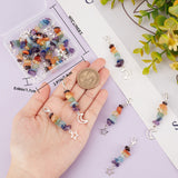 20Pcs 2 Styles Chakra Theme Natural Gemstone Pendant Decorations, with Alloy Lobster Claw Clasps, Moon & Star Pendant, 5.85cm, 10pcs/style