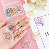 12Pcs 3 Colors 201 Stainless Steel Pendants, Laser Cut, Rose, for Valentine's Day, Mixed Color, 30x30.5x1mm, Hole: 1.5mm, 4pcs/color